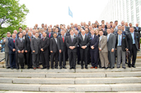 Senior Course 120 group photo with the NDC Dean, Faculty and Staff at the United Nations Headquarters, New York City.