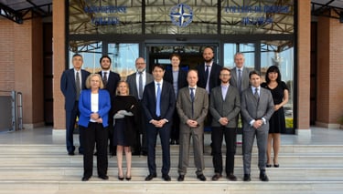  Roman Banya II Workshop, photo with Dr Thierry, Director of the NDC’s Research Division, Dr Marc Ozawa, Researcher at the NDC, and distinguished guests. 