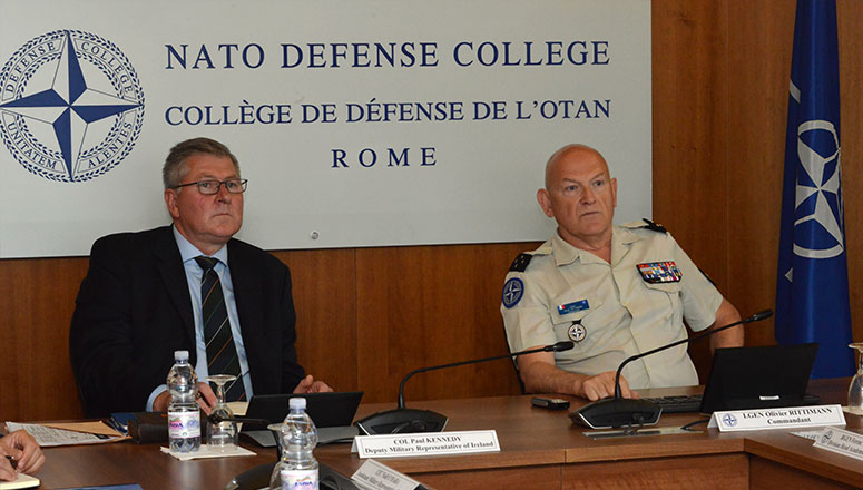 NDC Commandant, LGEN Rittimann, and Colonel Paul Kennedy during the NDC briefing.