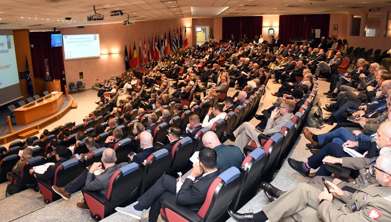 The Anciens and Course Members attending the Commandant’s address