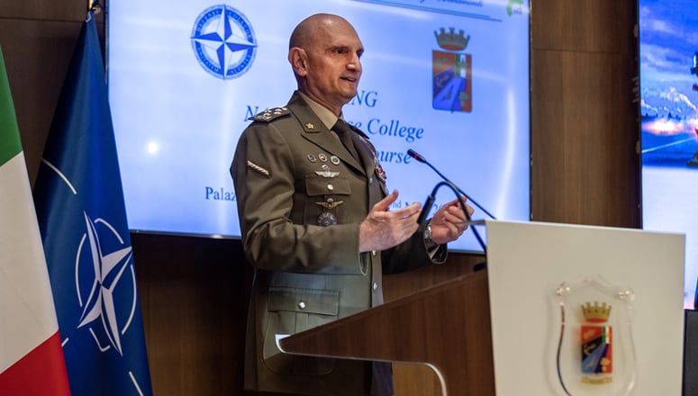 Lieutenant General Portolano delivers his welcome address to the NDC delegation