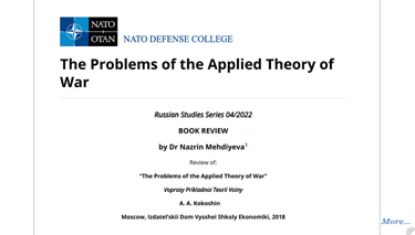The Problems of the Applied Theory of War
