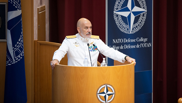  Admiral Giuseppe Cavo Dragone addressing CMs (Photo courtesy of the Italian Ministry of Defence) 
