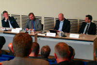 Panel debate: (right to left) Eric PAGLIA, Professor Jan ÅNGSTRÖM, Niklas GRANHOLM and NDC Col Javier AYUELA