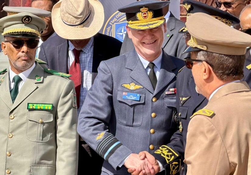 NDC Commandant LGEN Max A.L.T. Nielsen shaking hands with former G5SDC Director Brigadier General Aba Babty El Hadj Ahmed at the G5SDC.