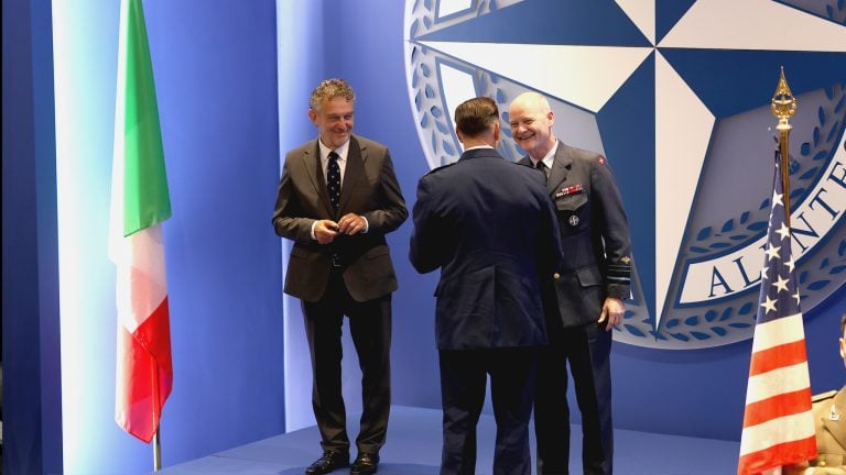 NDC Commandant LGEN Max A.L.T. Nielsen and H.E. Ambassador Ryszard Schnepf awarding the diplomas to the NRCC35 Graduates