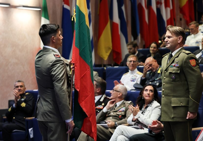 Course Member of Senior Course 148 saluting his flag