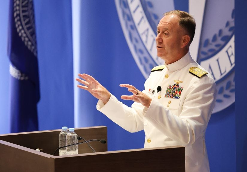 Admiral George M. Wikoff addresses the new cohorts