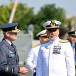 The arrival of the Chairman of the Military Committee Admiral Guiseppe Cavo Dragone and NDC Commandant Lieutenant General Max A.L.T. Nielsen at the NDC's 75th Anniversary celebrations.